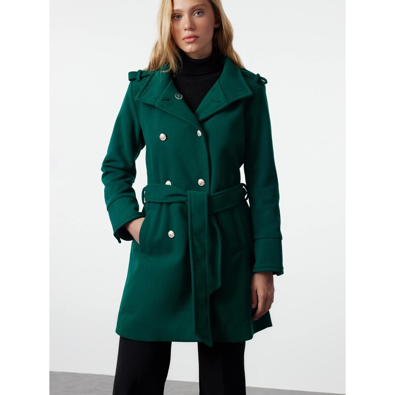 Trendyol Prechodný kabát tmavozelená 66622389