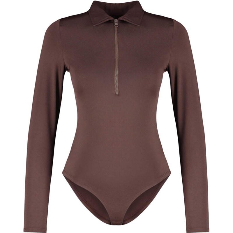 Trendyol Košeľové body tmavohnedá 66622414