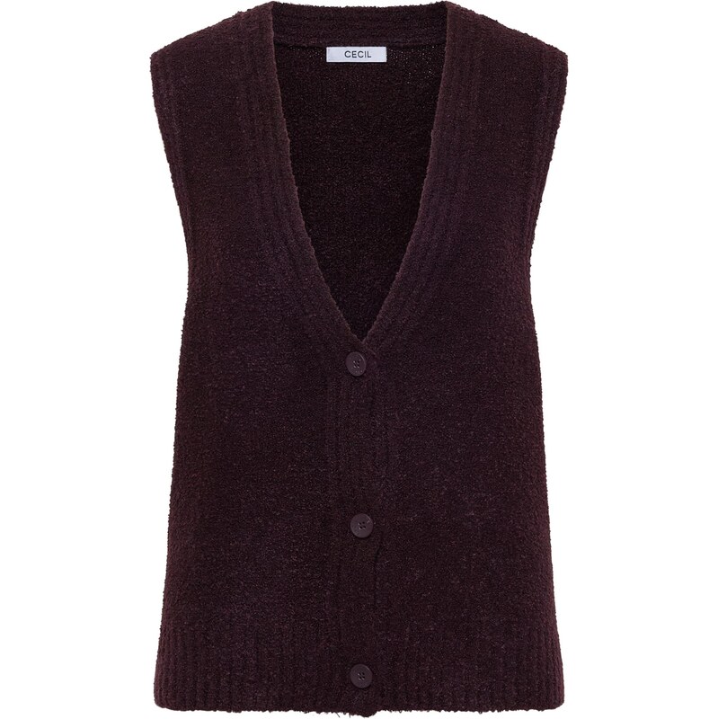 CECIL Pletená vesta baklažánová 66622339