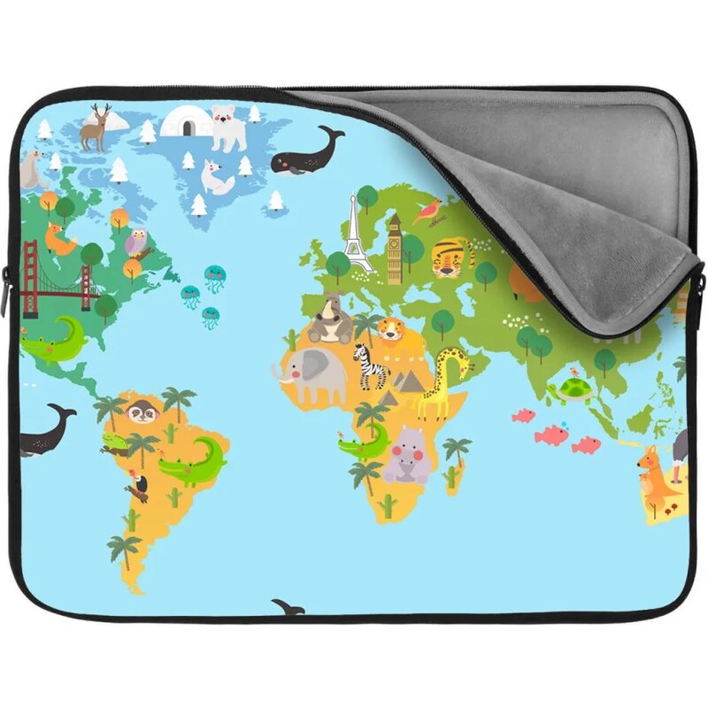 Sablio Obal na notebook Zvieracia mapa sveta 65426802