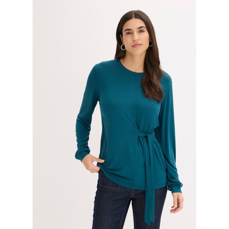 bonprix Tričko s dlhým rukávom, z jemného viskózového mixu, farba 66230356