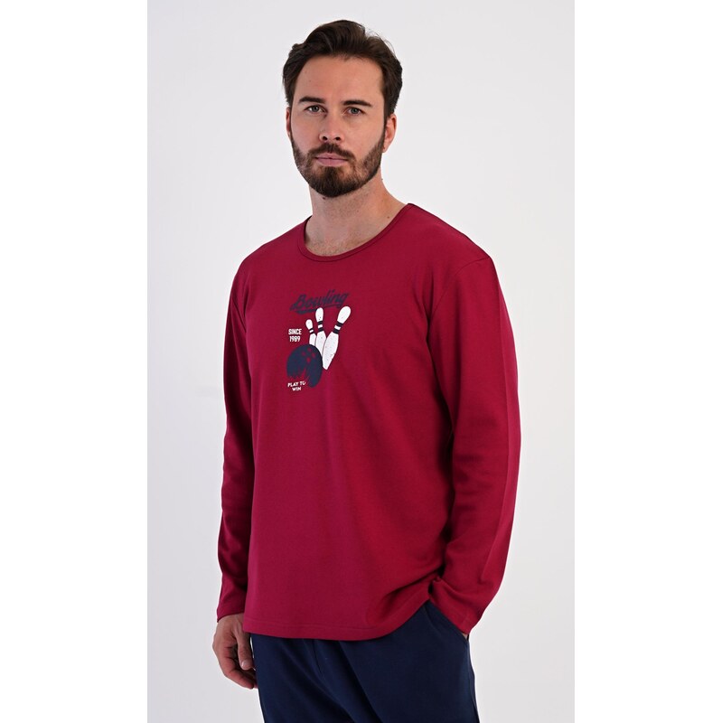 Vienetta MAN Pánske pyžamo dlhé s motívom bowlingu 66631452