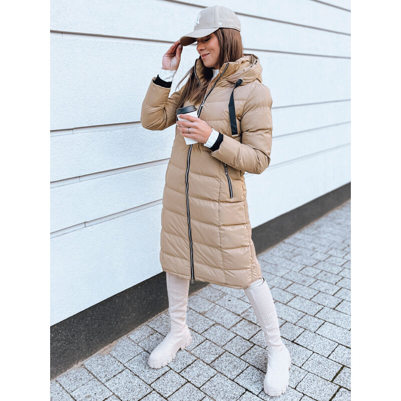BASIC Béžová dlhá prešívaná bunda MENSI TY3970 66635018