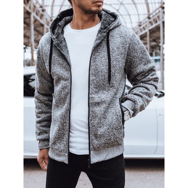 BASIC Svetlosivá zateplená mikina na zips BX5596 66635013