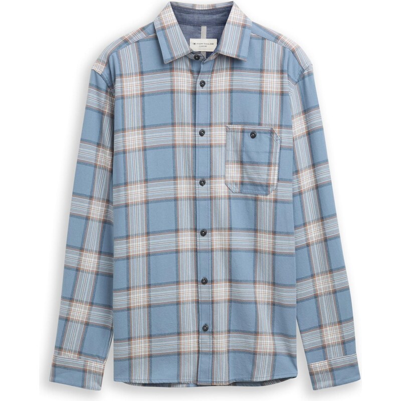 TOM TAILOR Košeľa nebielená / modrosivá / svetlomodrá / svetlohnedá 66009171