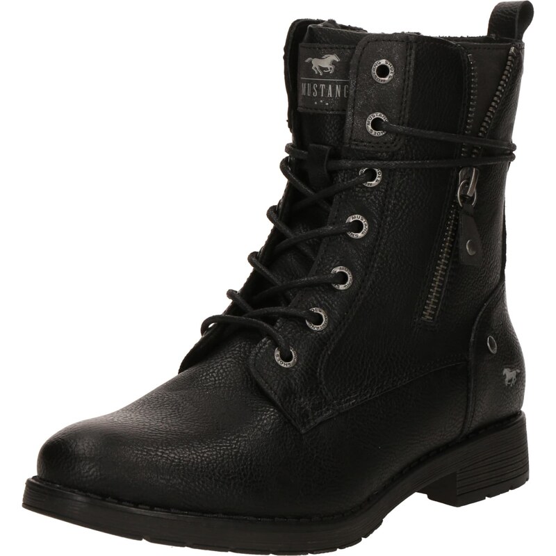 MUSTANG Šnurovacie členkové čižmy čierna 66637615