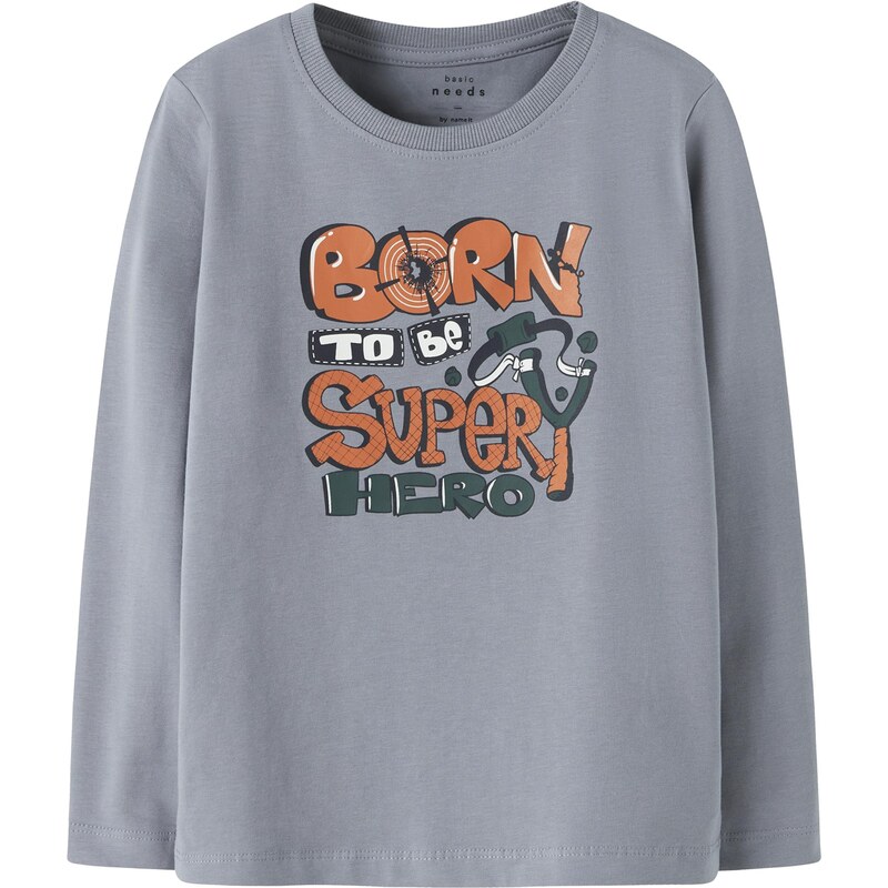 NAME IT Tričko NMMVUX modrosivá / sivá / oranžová 66637618