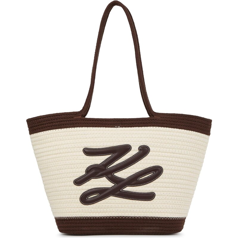 Karl Lagerfeld Plážová taška slonová kosť / tmavohnedá 66637639