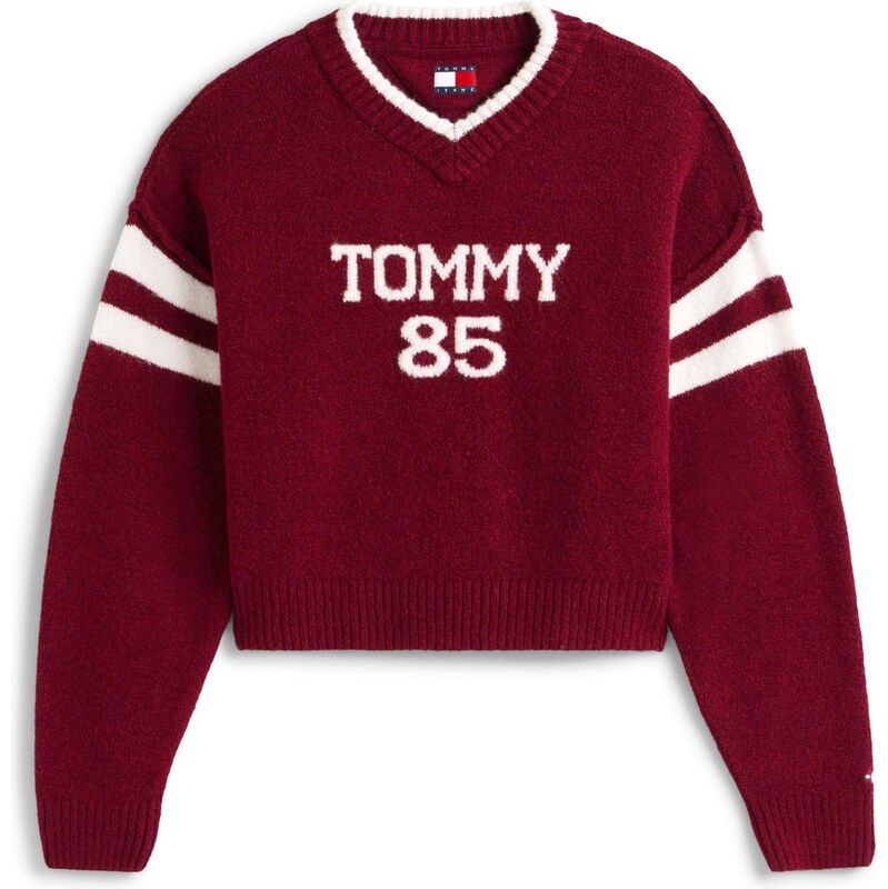 Tommy Jeans Sveter 85 bordová / biela 66637758