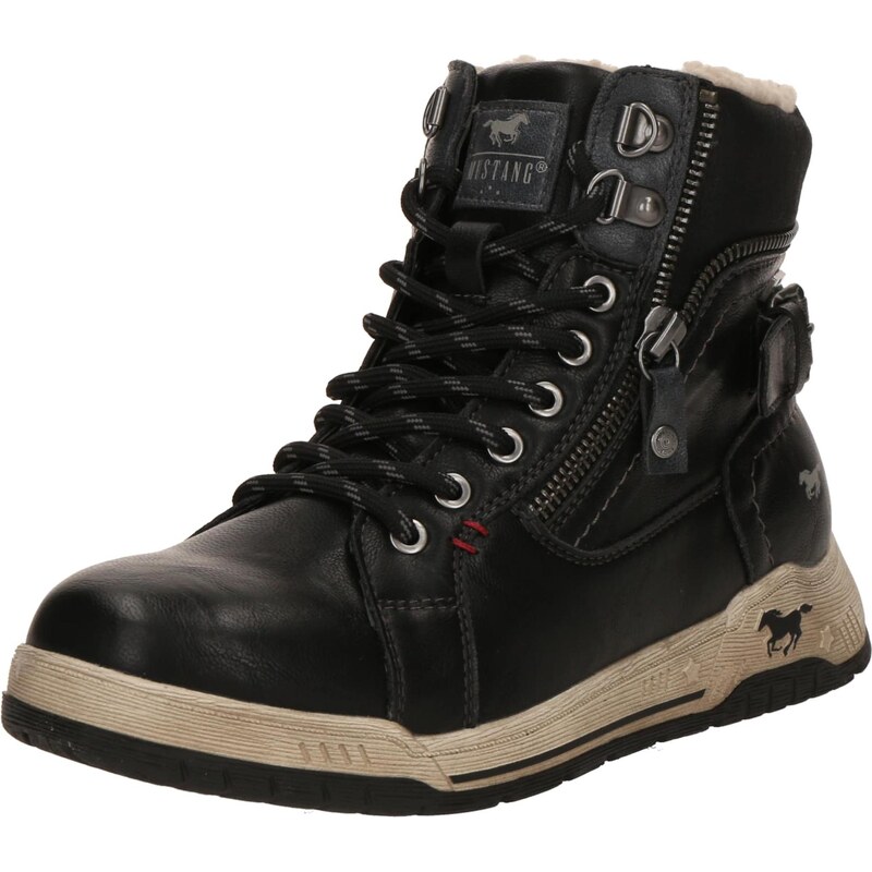 MUSTANG Šnurovacie členkové čižmy čierna 66637807