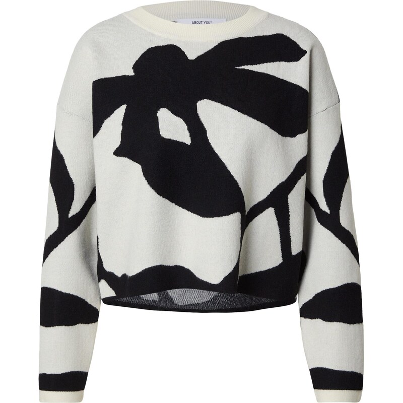 ABOUT YOU Sveter Leona čierna / biela 66637912