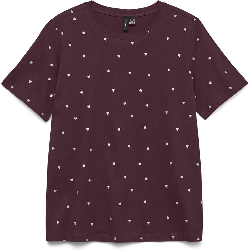 VERO MODA Tričko VMPAULINA vínovo červená / strieborná 66639207