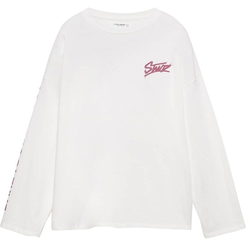 Pull&Bear Tričko STWD ružová / biela 66639266