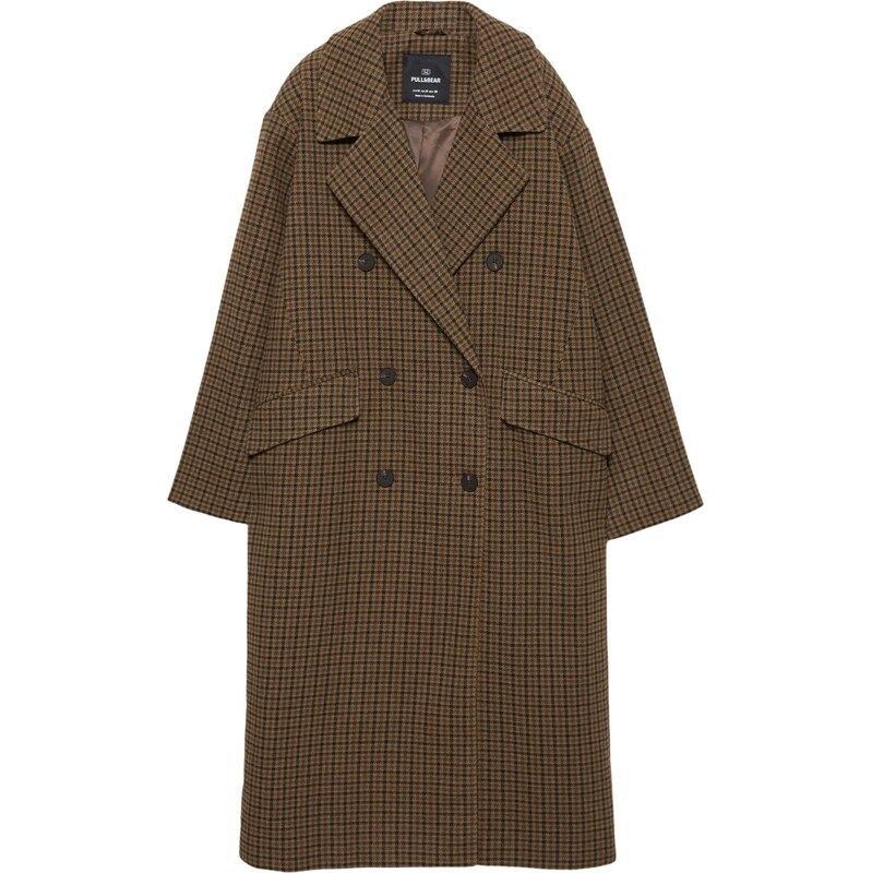 Pull&Bear Prechodný kabát hnedá / svetlohnedá / čierna 66639280
