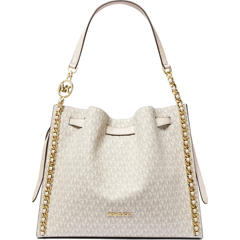 Michael Kors Mina Large Signature Logo Chain Shoulder Bag Light Cream 66637687