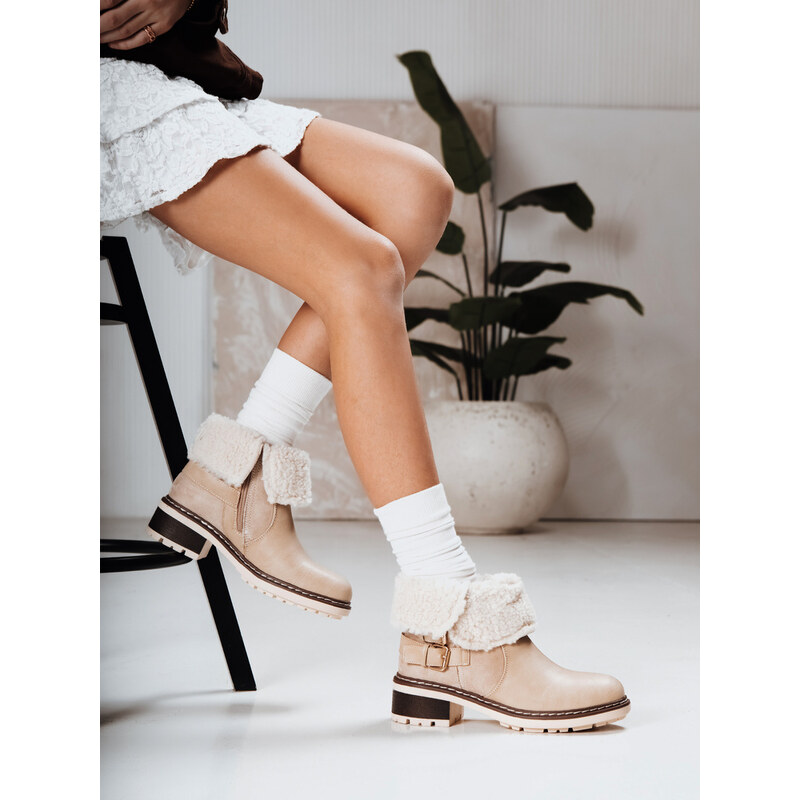 DStreet Dámske členkové topánky s kožušinou 66683218