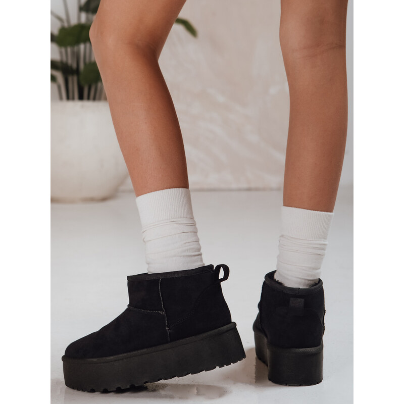 DStreet Čierne dámske snehule na platforme 66683160