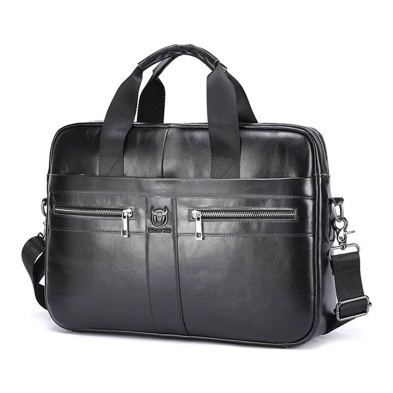 Bullcaptain pánska kožená taška Faolán Čierna textured 11L 65229240