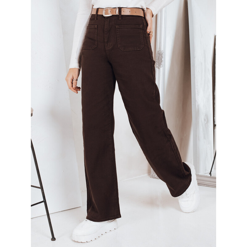 BASIC Tmavohnedé dámske džínsy so širokými nohavicami UY2842 66646934