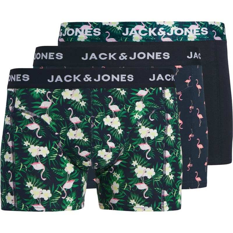 JACK & JONES Boxerky JACFLAMINGO zelená / ružová / čierna / biela 66647520