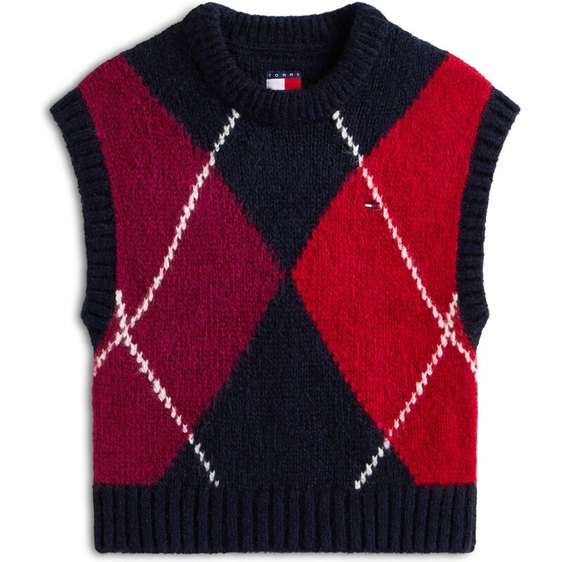 Tommy Jeans Sveter námornícka modrá / brusnicová / jasne červená / 66647535