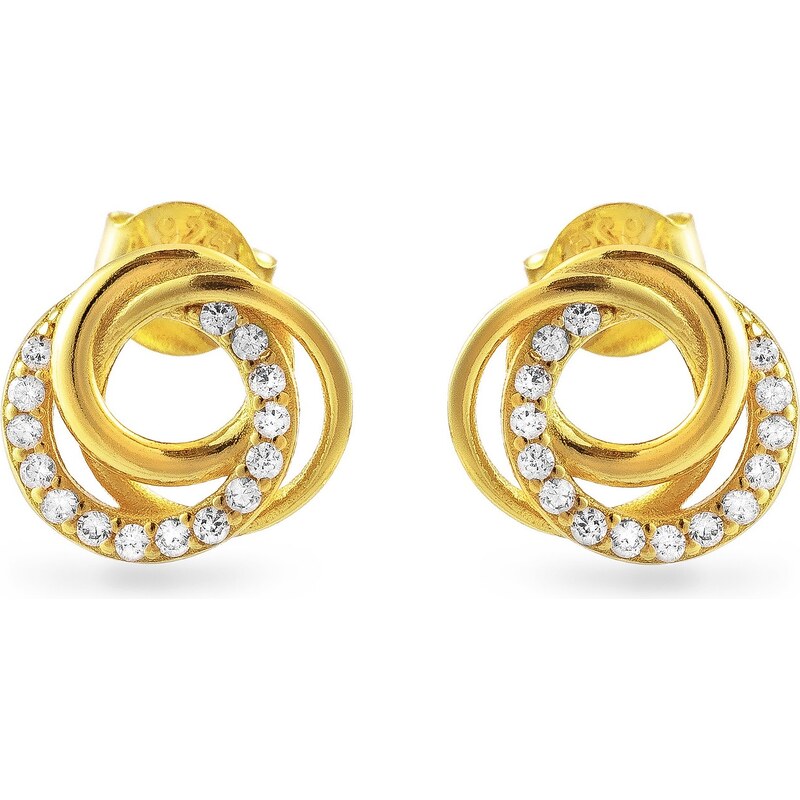 AGAIN Jewelry Pozlátené náušnice s kubickými zirkónmi AJNS0069 66649810