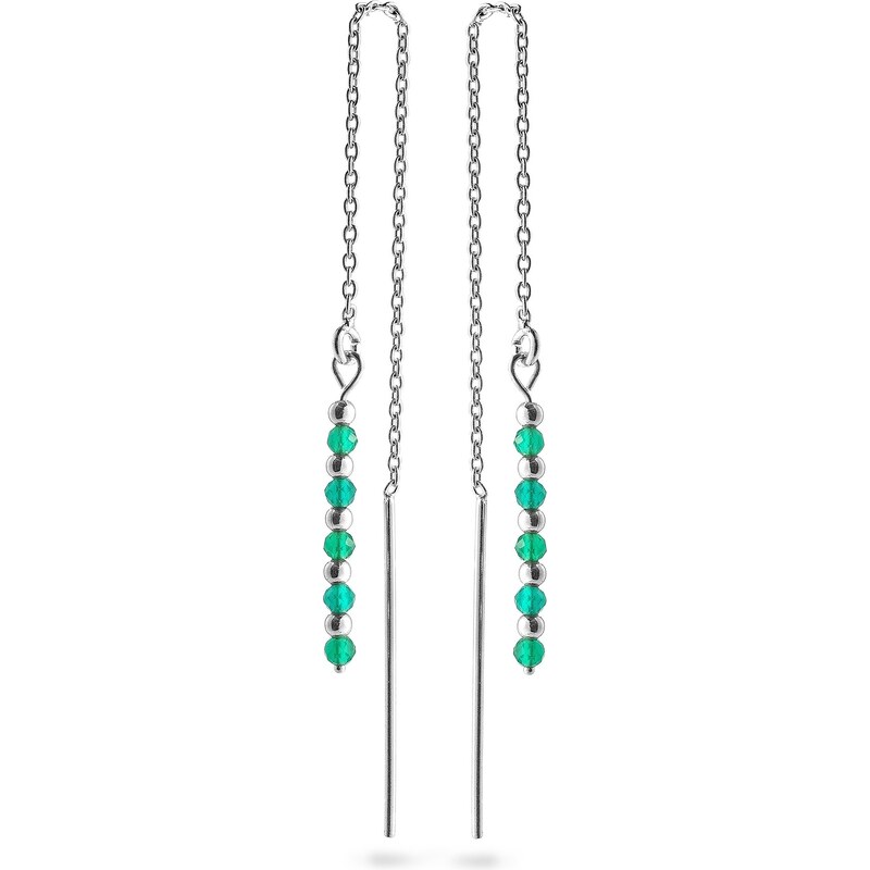 AGAIN Jewelry Strieborné retiazkové náušnice so smaragdom AJKNS002 66649815