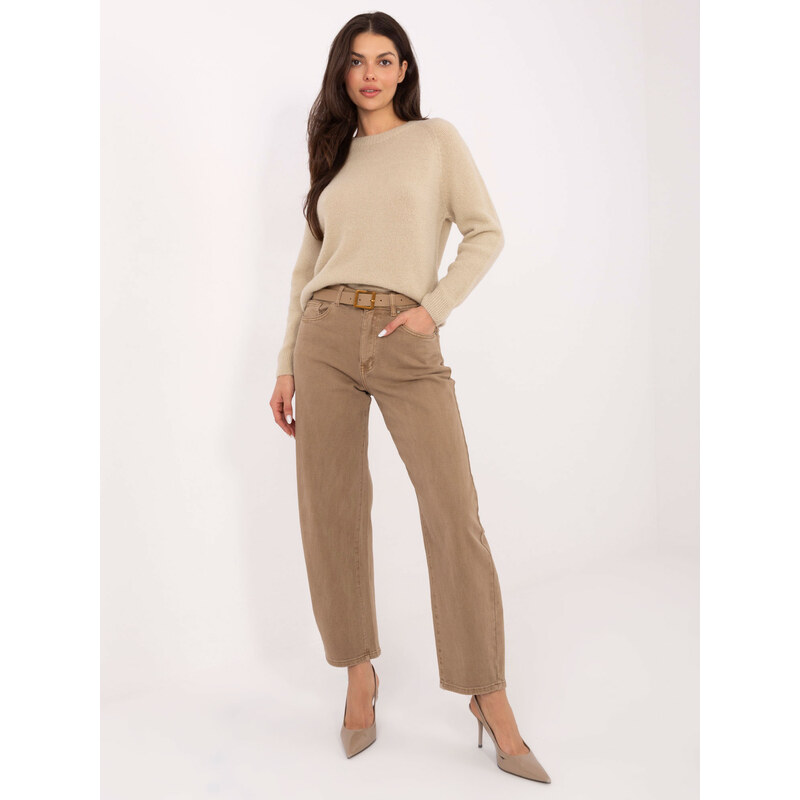 Factory Price Dámske rovné rifle v tmavobéžovej farbe 66700314