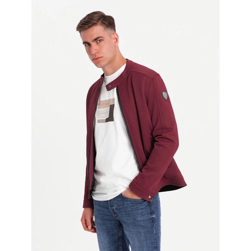 Ombre Clothing Cool bordová pánska bunda v2 c642 66651796