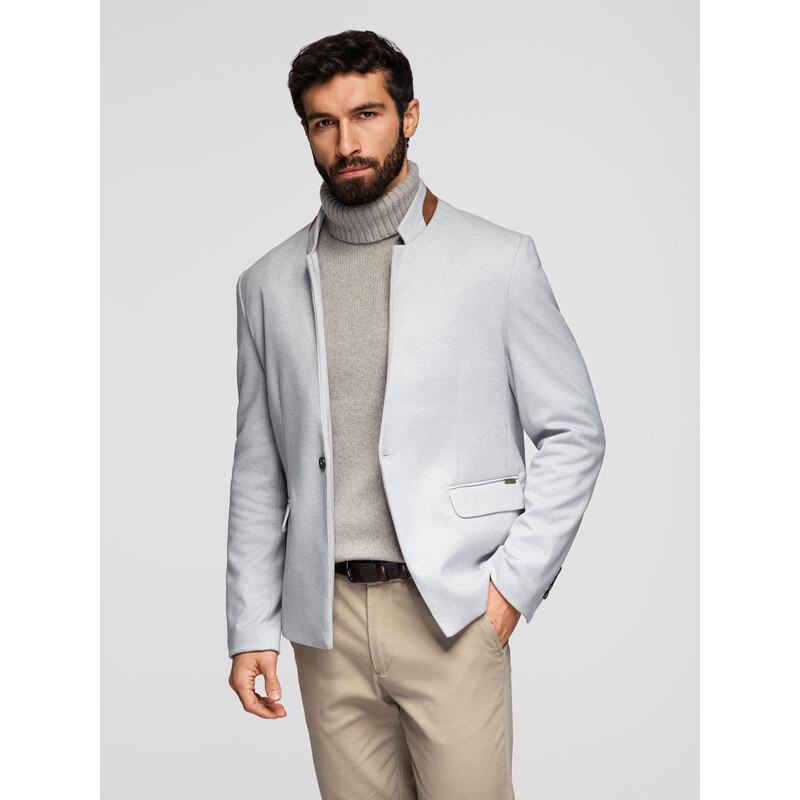 Ombre Mens melange rayon jacket with stand-up collar - grey melange 66171422