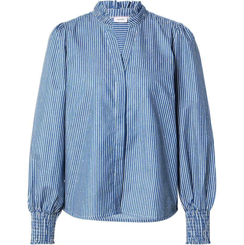 NÜMPH Blúzka Emilie modrá denim / biela 66681650