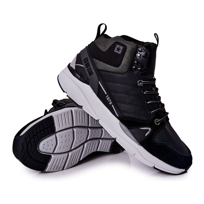 Big Star Shoes Wysokie Sportowe Męskie Buty Big Star II174223 Czarne 66658056