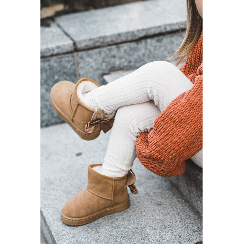 Boto Dziewczęce Ocieplane Śniegowce Z Kokardkami Camel Meriva 66658468