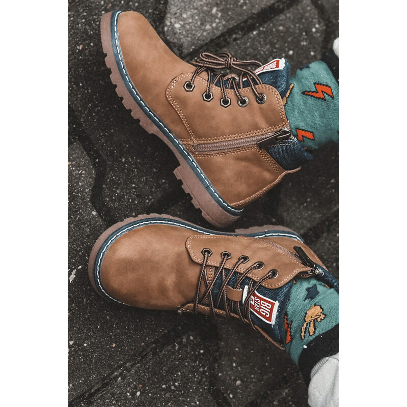 Big Star Shoes Dziecięce Botki Trapery Big Star KK374130 Camel 66658514