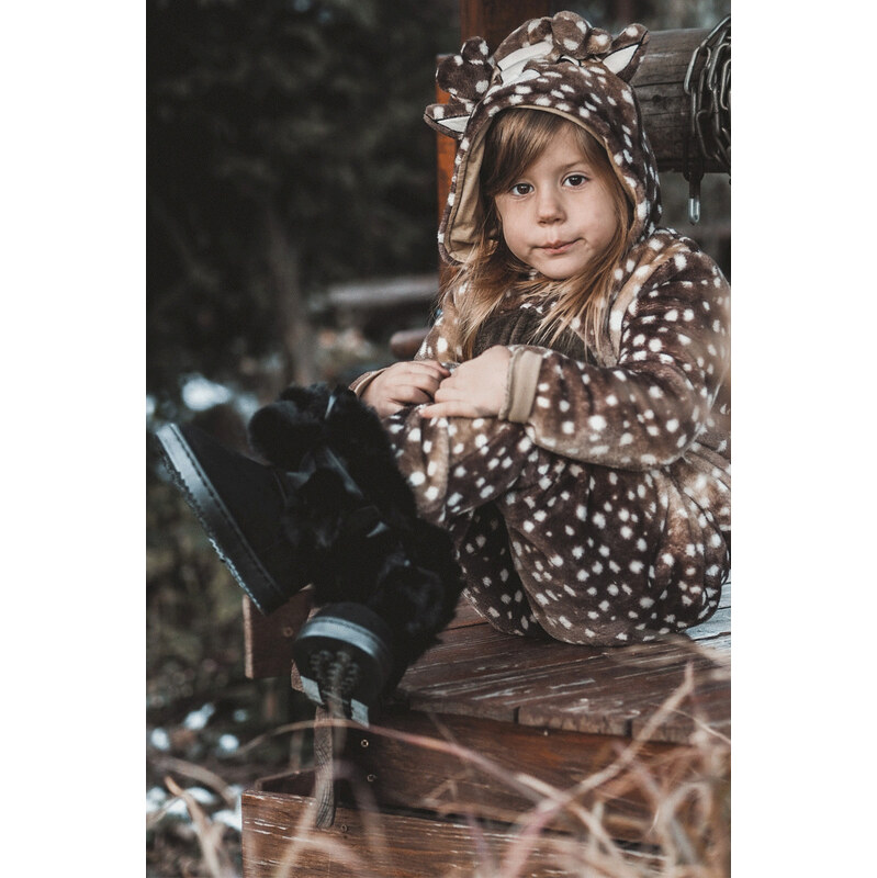 Boto Dziecięce Młodzieżowe Ocieplane Botki Śniegowce Czarne Roofy 66658538