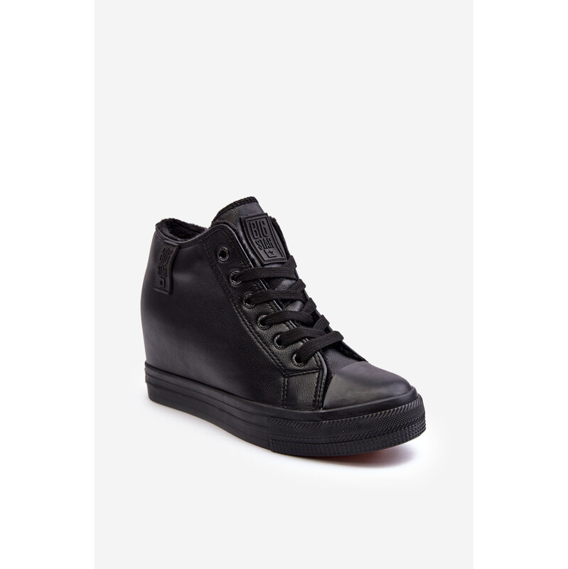 Big Star Shoes Trampki Skórzane Damskie Na Koturnie Big Star MM274001 66659336