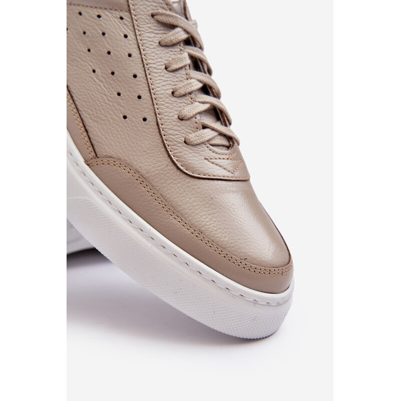 Męskie Buty Sportowe Skórzane Zazoo 1544 Beżowe 66659456
