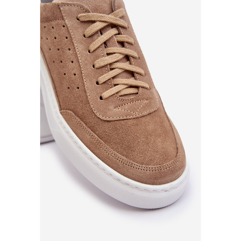 Męskie Buty Sportowe Zamszowe Zazoo 1544 Beżowe 66659459