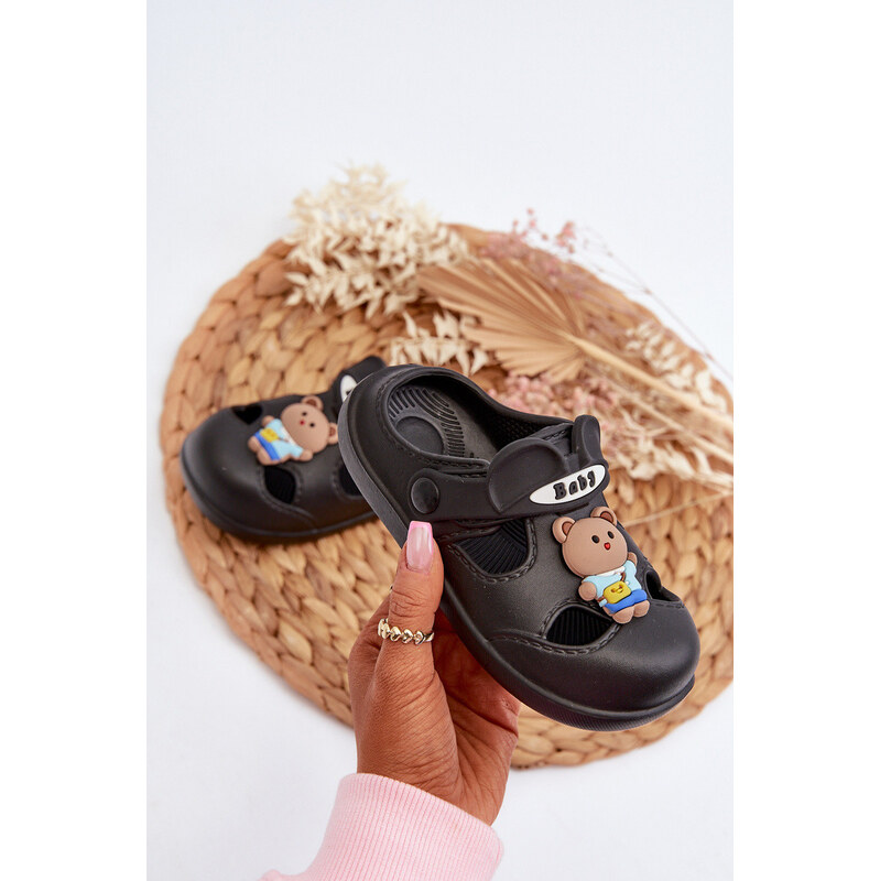 Boto Klapki Dziecięce Piankowe Z Ozdobą Czarne Opleja 67260476