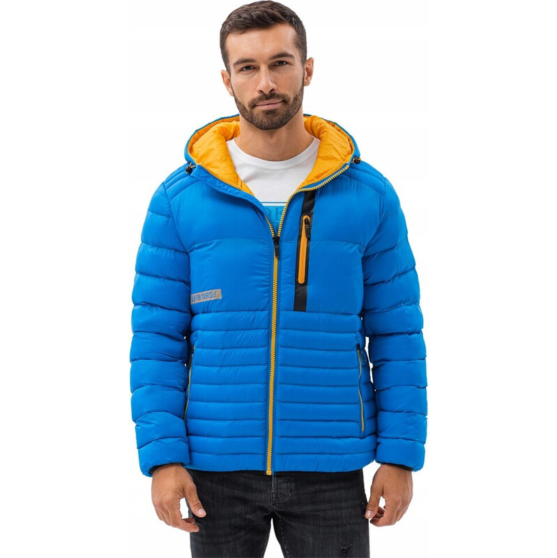 Pánska bunda C372 modro-žltá - Ombre 66664749