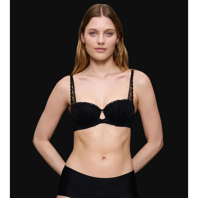 Dámska podprsenka Body Make-Up Illusion Lace Dirndl Bra - BLACK - 66737008