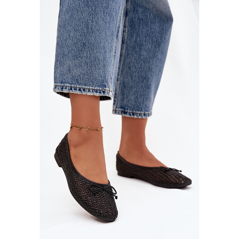 Boto Baleríny S Pleteným A Mašlí Černé Belirra 67260821