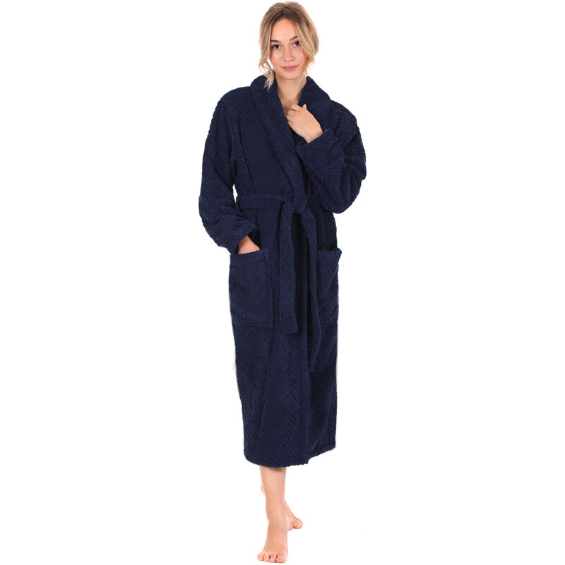 Vestis župan Athena s golierom tmavomodrý 66665596