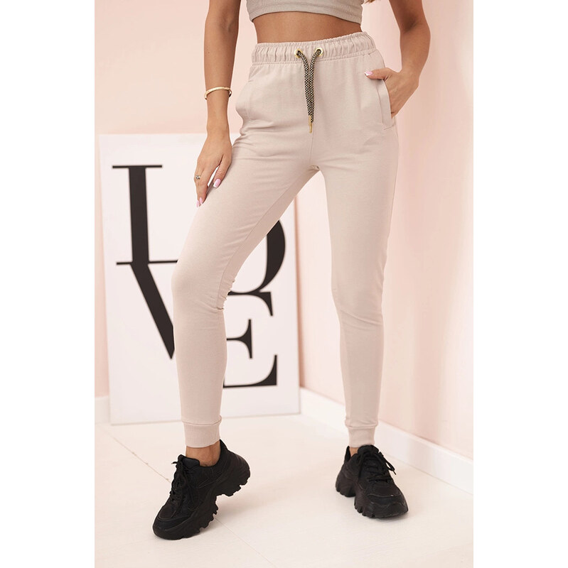 K-Fashion Dámske bavlnené cargo nohavice s vreckami a retiazkou 67261009