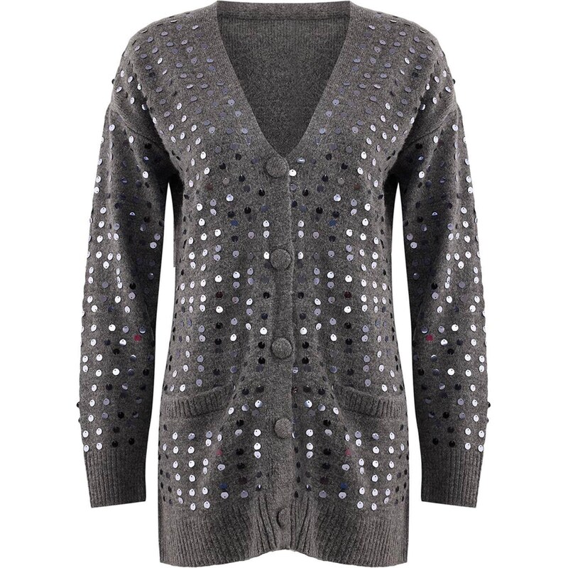 Trendyol Kardigán antracitová / strieborná 65896111