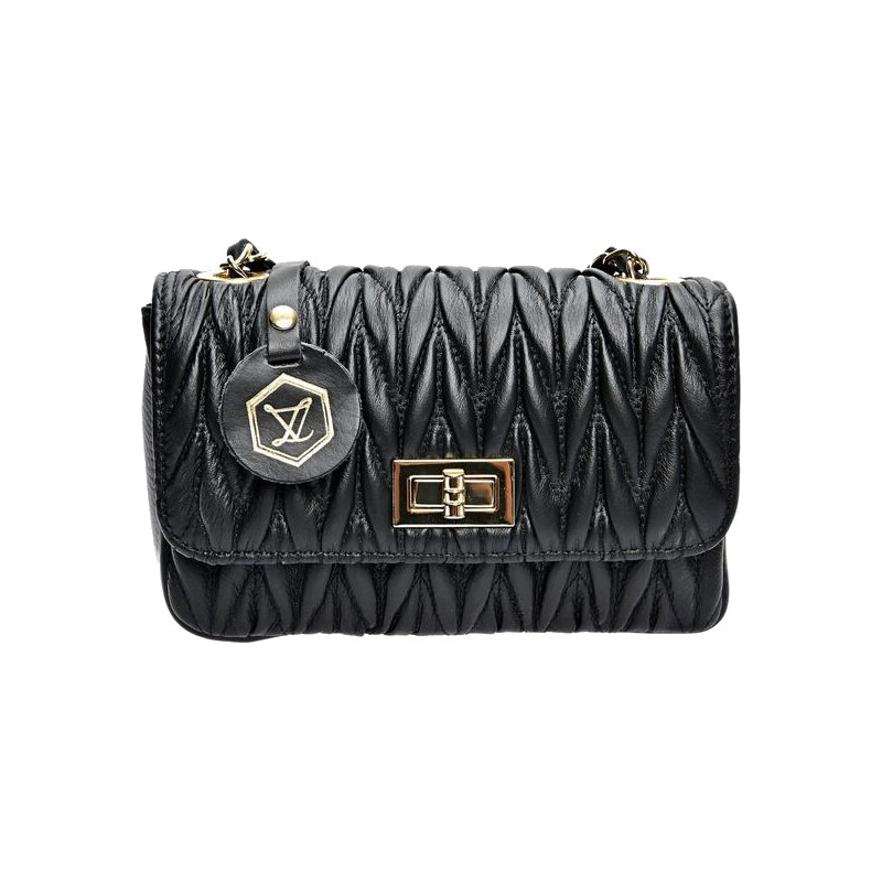 Luisa Vannini Dámska kožená crossbody kabelka LV 2214 Nero 66666438