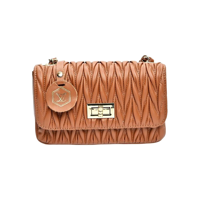 Luisa Vannini Dámska kožená crossbody kabelka LV 2214 Cognac 66666448