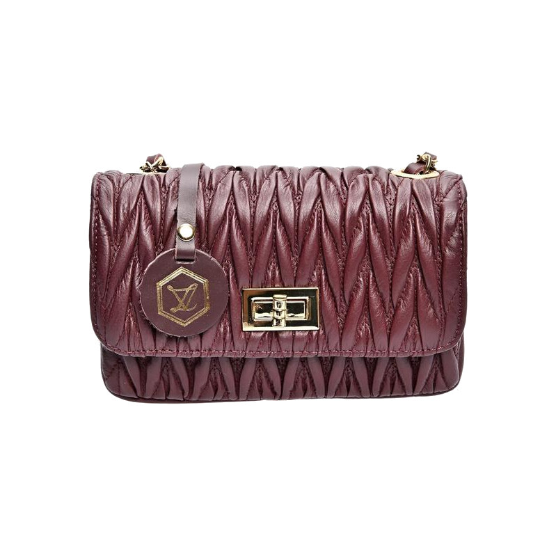 Luisa Vannini Dámska kožená crossbody kabelka LV 2214 Vino 66666455