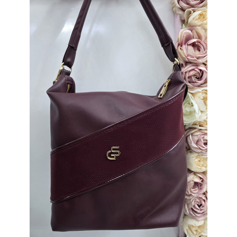 Katrins Fashion Štýlová bordová kabelka cez plece Grosso 66666539