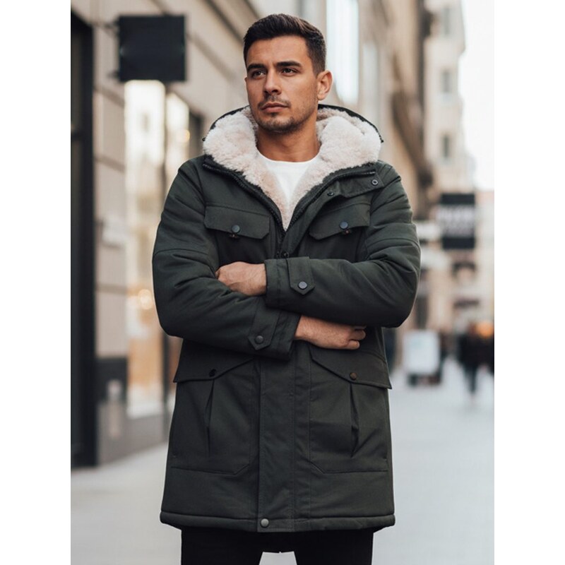 Dstreet Teplá pánska parka zelenej farby 65638712